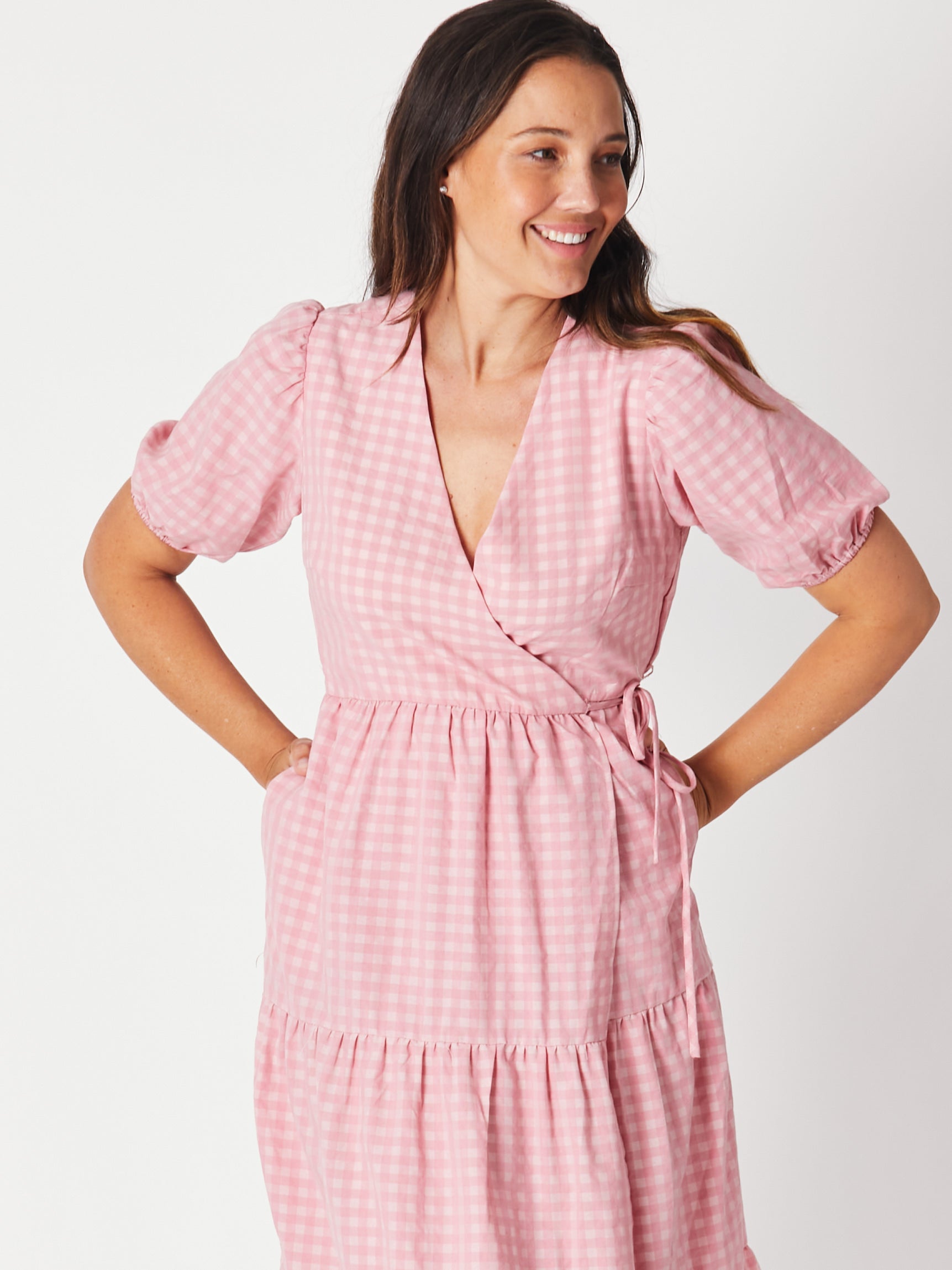 Gingham Wrap Dress – With Grace