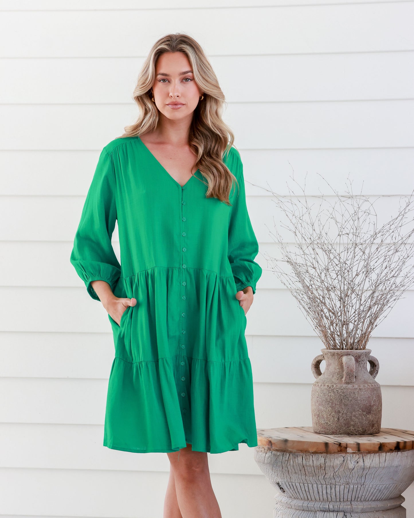 Green Linen Dress