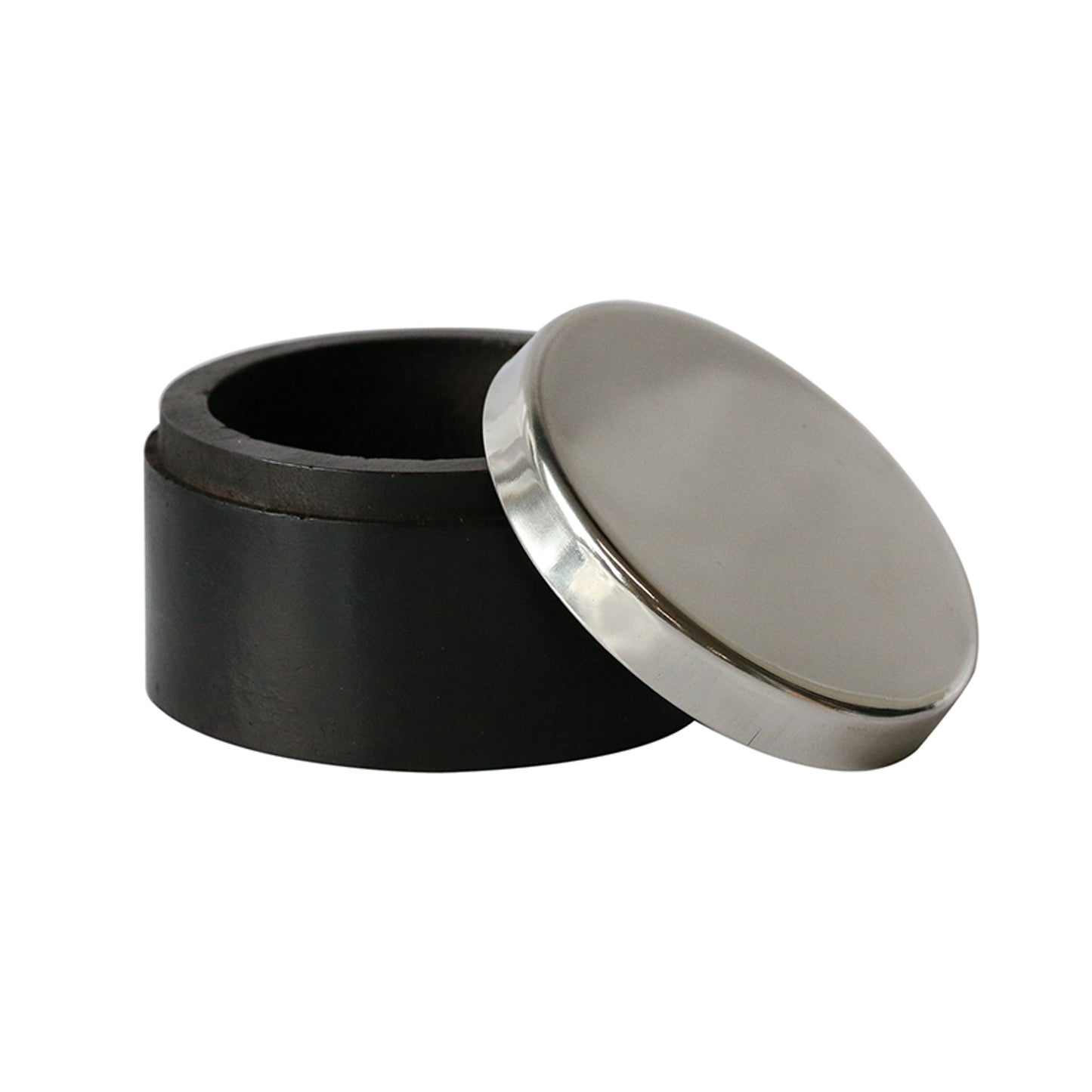 Round Wooden Box with Nickel Finish Lid